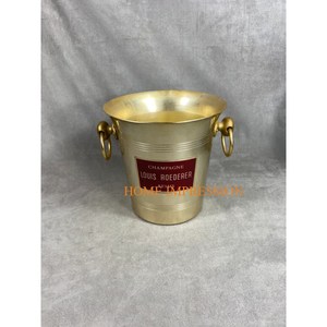 Cubo de hielo para vino pulido de cobre dorado y plata de acero inoxidable, cubos de vino de Metal redondos de mayor calidad para el hogar y hoteles - Product Image 3