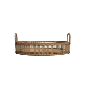 Top Selling <b>Large</b> Round <b>Tray</b> in Handmade Rattan with Handle Perfect for Dessert Serving and Kitchenware Use - Product Image 1