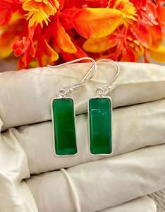 Boucles d'oreilles créoles en argent 925 avec pierre précieuse d'onyx vert grand cadeau pour les femmes boucle d'oreille pour les femmes produit en vrac - Product Image 1