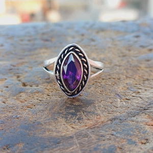 High Quality Supplier 2025 Hot Selling Wholesale 925 Sterling Silver Amethyst <b>Ring</b> for Women Silver Fashion Jewelry - Product Image 1
