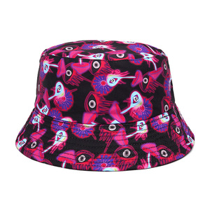 Sombreros de cubo bordados con logotipo personalizado, impresión por sublimación de algodón completo, estilo informal para exteriores con diseño de personajes deportivos - Product Image 1