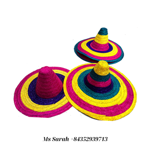 หมวกฟางเม็กซิกันลายทางสีสันสดใส55ซม. 60ซม. หมวกฟางถักสำหรับตกแต่งงานปาร์ตี้หมวกคาวบอยกีฬาสำหรับผู้ใหญ่ - Product Image 3
