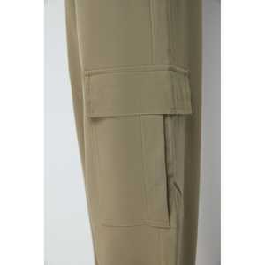 Pantalon midi à jambes larges taille haute pour femme Mega Merchant, en coton tissé respirant, style décontracté classique, couleur délavée, pour le travail au bureau - Product Image 3