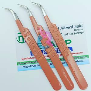 Best Selling 90/45 Degree Diamond Grip Lash Tweezers Sustainable Stainless Steel Curved Tip Isolation Eyelash Tweezers Pink - Product Image 6
