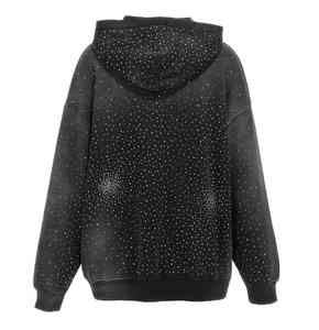 Sudaderas con capucha de cremallera de invierno con lavado ácido personalizado Unisex para lágrimas con diamantes de imitación poliéster/algodón ajuste Regular nueva llegada - Product Image 5