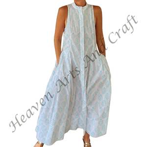 Combinaison décontractée d'été 100% coton, imprimé floral à la main, tissage doux avec fermeture éclair pour le printemps/été, adultes BPJS054 - Product Image 4