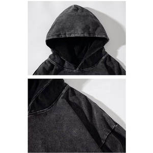 Sudaderas Lisas de Color Sólido 100% Algodón para Hombre, Lavado Ácido, Tallas Grandes, Servicio OEM, Sudaderas con Capucha para Hombre - Product Image 4