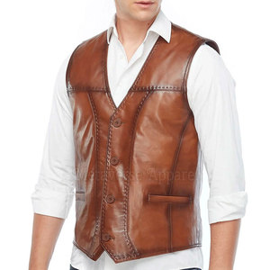 Gilet de mode pour homme en cuir respirant de haute qualité avec fermeture éclair, col en V, style urbain, vêtement d'extérieur pour l'hiver en promotion - Product Image 6
