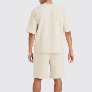 Ensemble de t-shirt et short en tricot 2 pièces graphiques personnalisés en usine pour hommes Ensemble de t-shirts en coton respirant - Product Image 4