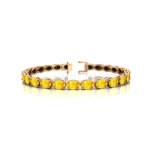 Venta caliente Diseño de tendencia Pulsera de tenis para mujer Forma ovalada geométrica Zafiro amarillo brillante Iced Out Pulseras DE TENIS RTS - Product Image 5