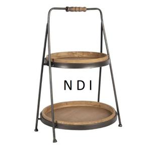 Soporte de pastel de madera de 2 niveles de alta venta, soporte de pastel de fruta decorativo multiusos para servir frutas, diseño exclusivo, acabado de nogal - Product Image 1