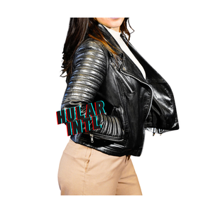 Nueva Chaqueta de Cuero para Motociclista, Doble Botonadura, Acolchada, Invierno, Negra, con Cierre, Tallas Grandes, Venta al Por Mayor - Product Image 2