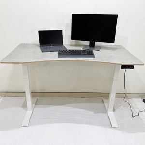 FlexiDesk FLD003 Minimalist Design Plywood Lifting Table with 2-Joint <b>Electric</b> Adjustment Concrete Color - Product Image 4