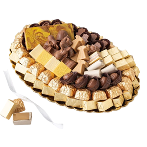 Plateau de service au chocolat de la plus haute qualité Bonbons Desserts Plateau d'affichage Plateau en or de luxe avec forme ronde Hôtel Ware Plateau à bonbons - Product Image 6