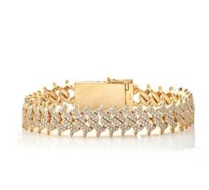 Pulsera de tenis de diamantes cultivados en laboratorio, pulsera de diamantes alternados para mujer, pulsera de tenis de oro de 14 quilates, joyería hecha a mano - Product Image 1