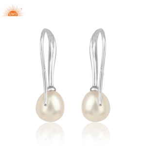 Best Selling White Rhodhium Plated 925 Sterling Silver Freshwater Pearl Dangle <b>Earring</b> Custom Jewelry Manufacturer - Product Image 3