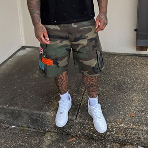 T-shirts décontractés d'été personnalisés et ensemble de shorts cargo à la mode chemises et shorts cargo élégants en strass ensemble 2 pièces pour hommes - Product Image 5