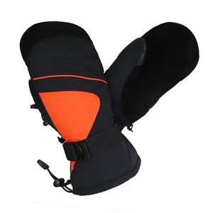 Gants de neige d'hiver pour hommes de haute qualité Taux bon marché Gants de ski imperméables coupe-vent Meilleur matériau en cuir chaud de haute qualité - Product Image 5