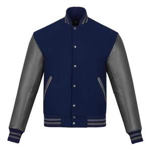 แจ็คเก็ตเลตเตอร์แมนแบบวาร์ซิตี้สำหรับผู้ชาย แจ็คเก็ตเบสบอลบอมเบอร์แขนผ้าแคนวาสสำหรับฤดูหนาว แจ็คเก็ตโรงเรียนมัธยมแบบกันน้ำและกันลม - Product Image 1