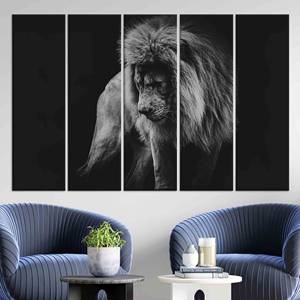 Majestuosidad del León: Impresión en Lienzo con Diseño de Vida Silvestre Real, JUEGO DE 5 LIENZOS - Product Image 1