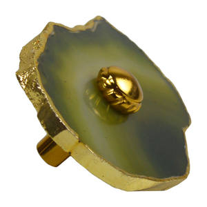 Pomo de Puerta Antiguo, Tirador de Cajón Artesanal Chapado Antiguo para Decoración de Muebles de Interior, Pomos de Gabinete de Ágata - Product Image 1