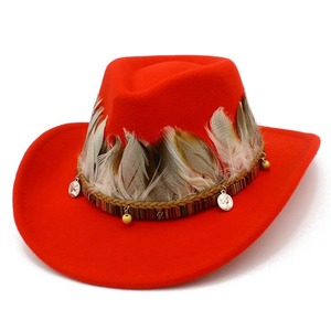Sombrero de vaquero para hombre y mujer, sombrero de Jazz con plumas rizadas, sombrero de vaquero de alta calidad - Product Image 6