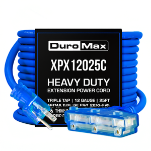 Cable de Extensión de Triple Conexión DuroMax XPX12025C de Alta Resistencia, Calibre 12, 25 Pies, Azul - Product Image 2