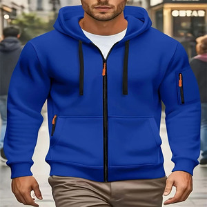 Ventes en gros de sweats à capuche en coton 100% avec fermeture éclair intégrale, logo personnalisé, haute qualité, 300 g/m², impression personnalisée en couleur, sweat à capuche zippé en tissu éponge lavé - Product Image 2