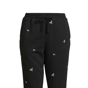 Nouveauté, pantalon pour femme, design personnalisé OEM, broderie, impression, 100% coton, taille à cordon, pantalon noir - Product Image 4