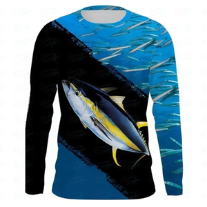 T-shirt à motif de pêche imprimé en 3D à manches longues pour hommes, haut de sport décontracté à séchage rapide avec UPF 50 Outdoor New Fashion - Product Image 6