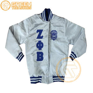 เสื้อแจ็คเก็ตวาร์ซิตี้ Zeta Phi Beta แบบสั่งทำพิเศษ เสื้อผ้าสำหรับชมรมนักศึกษาหญิง คุณภาพสูง ระบายอากาศได้ดี ผ้าซาติน ปักอักษรตราสโมสร สำหรับฤดูใบไม้ร่วง - Product Image 2