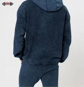 Último diseño de alta calidad de color sólido lavado ácido con capucha 100% algodón chándales ropa deportiva Jogging conjunto de dos piezas Casual para hombre - Product Image 2