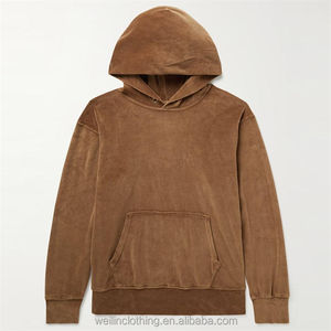 Sudaderas con Capucha de Terciopelo 100% Seda para Hombre, Bordado Personalizado, Dos Bolsillos Delanteros, Suministro OEM, Técnica de Lavado, Tallas Grandes, Transpirables - Product Image 1