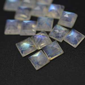 Limited Stock <b>Rainbow</b> Moonstone Faceted Loose Gemstone Square Cut Cabochon Calibrated Size Natural for Jewelry Making - Product Image 3