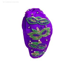 Diademas con cuentas Estilo Retro Vintage Mardi Gras Accesorio para el cabello Púrpura Dorado Verde Lentejuelas Diadema con cuentas Diseños personalizados - Product Image 1