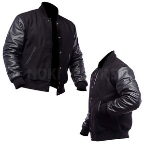 OEM Service Customized Design Letterman Jacket <b>Stand</b> Collar Front Waterproof Eco-Friendly Wool/Leather Jacket for Men-Best Price - Product Image 1