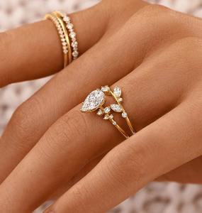 Bague de fiançailles personnalisée en forme de poire cultivée en laboratoire, perle de Moissanite, cadeau de mariage parfait pour les fêtes - Product Image 4