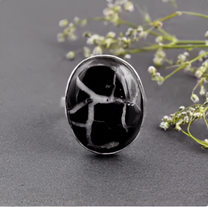 Bague classique en argent Sterling 925 pierre précieuse septarienne naturelle bijoux plaqués argent à la mode pour les mariages anniversaires fêtes - Product Image 5