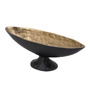 Noir or aluminium ovale piédestal bol décoratif moderne décor à la maison table pièce maîtresse Art Sculpture - Product Image 5