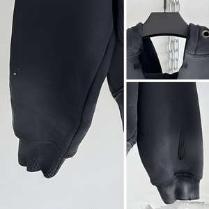 Ropa de calle de alta calidad, Vintage, rasgado, con cuello en V, en blanco, hombros caídos, tejido sólido, lavado ácido, sudaderas con capucha regulares desgastadas, Unisex - Product Image 6