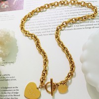 Nouveau collier à breloque cœur gravé sur mesure, en acier inoxydable étanche, plaqué or 18 carats, avec fermoir à bascule, tendance mode