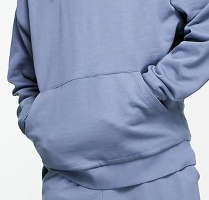 Ensemble de survêtement pour homme de haute qualité, minimaliste, à col rond, bleu, surdimensionné, personnalisé, printemps-hiver, épaules tombantes, sweat-shirt et pantalon - Product Image 3