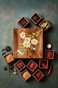 Caja de Especias de Madera Natural Impresa Ecológica de Primera Calidad, Grosor Ajustable, Múltiples Secciones de Almacenamiento para Cocina - Product Image 2