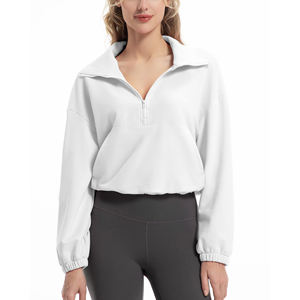 Sudadera de media cremallera para mujer, suave y ligera, transpirable, de manga larga, para pícnic, uso casual al aire libre - Product Image 1