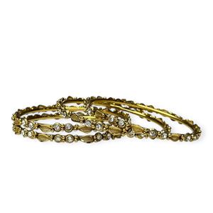 Premium <b>Gold</b> Plated Geometric Trendy Designer <b>Bangles</b> <b>Set</b> with Pearl Work for Weddings Festive Party & Anniversary Wear - Product Image 2