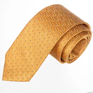 Corbata formal clásica de diseñador geométrico Jacquard para hombre 100% hecha a mano con su logotipo marca OEM ODM cadenas de suministro ágiles - Product Image 1