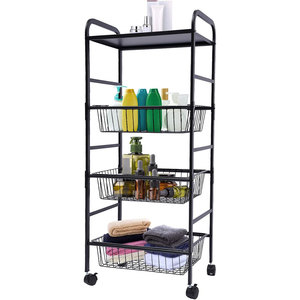 Practical 4-Tier Rolling Kitchen Bread Rack Stand Cart Wheels Welding Processing Low Tariffs <b>Aluminum</b> <b>Wire</b> <b>Mesh</b> SIMPLY Brand - Product Image 1