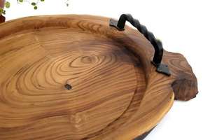 Plateau de service en écorce de bois de manguier naturel rond personnalisé de qualité supérieure à usage polyvalent fabriqué en Inde - Product Image 3