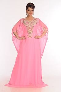 ชุดคาฟทันอิสลามปักสีชมพูผ้าจอร์เจีย - Product Image 3