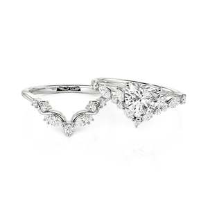 Jeulia <b>Infinity</b> Twist Cluster Heart Moissanite Engagement Ring Set with V Band - Product Image 2